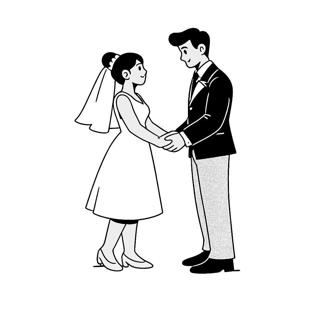 Bride and Groom Illustration