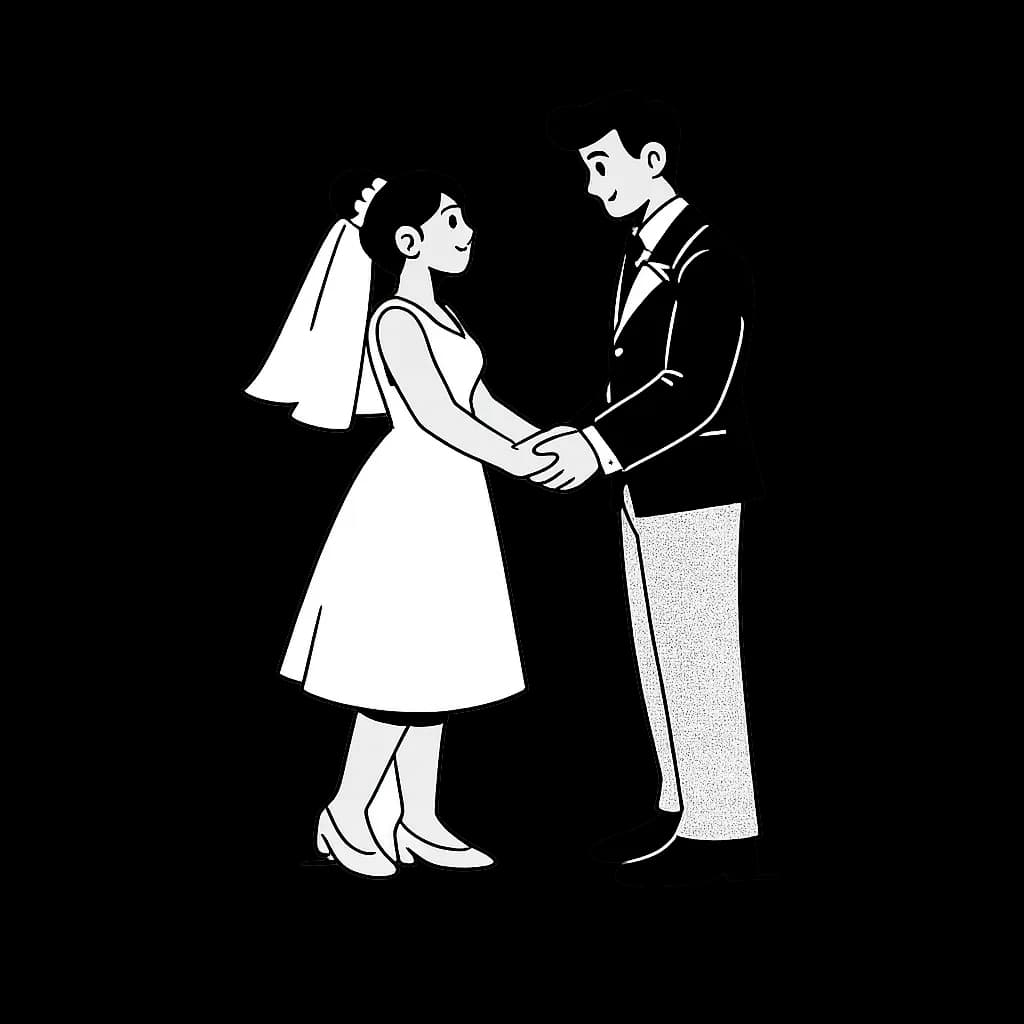 Bride and Groom Illustration